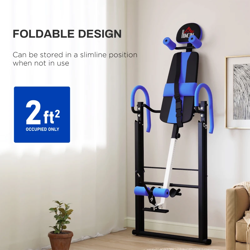 Soozier Folding Inversion Table, 20°/40°/60° Adjustable, with Safety Belt and Waist Pad for Back Pain Relief