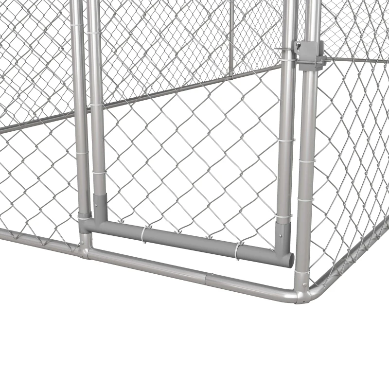 PawHut 19.7' x 7.5' x 7.5' Large Outdoor Dog Kennel Tall Dog Run with Waterproof , UV Resistant Cover, for Large Dogs, Silver