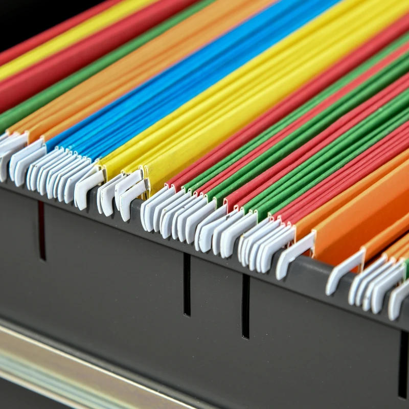 Vinsetto Lockable File Cabinet, Steel Filing Cabinet on Wheels for Legal, A4, Letter Size, with Pencil Tray for Home Office