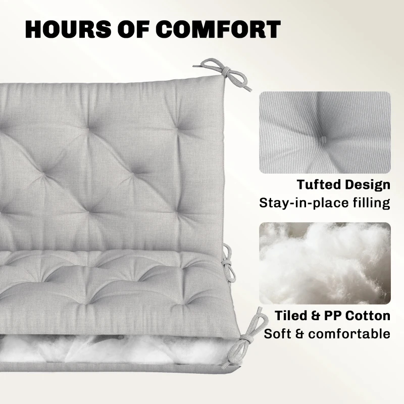 Outsunny 3-Seater Outdoor Bench Swing Chair Replacement Cushions for Patio Garden, Light Grey