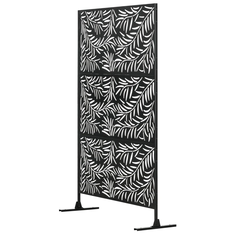 Outsunny Metal Outdoor Privacy Screen, Decorative Outdoor Divider with Stand and Expansion Screws, Freestanding Privacy Panel for Garden Deck Pool Hot Tub, Willow Branch Style