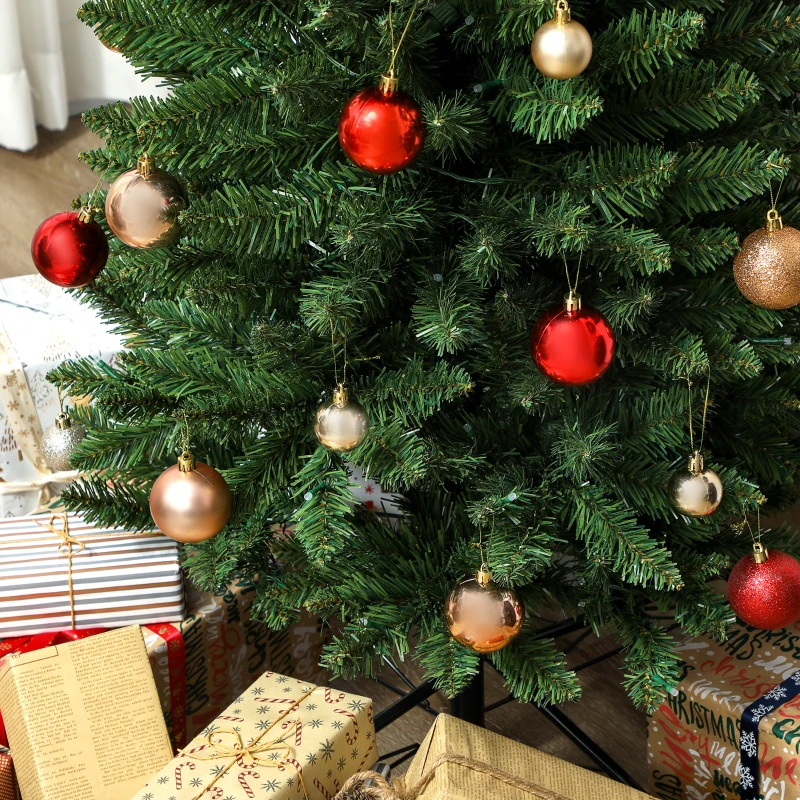 HOMCOM 9ft Christmas Tree with Colourful DIY Synchronized LEDs, Hinged Pencil Xmas Tree with Remote, Daily Timer, Green