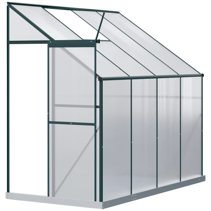 Outsunny Walk-In Garden Greenhouse Aluminum Polycarbonate with Roof Vent for Plants Herbs Vegetables 8' x 4' x 7' Silver