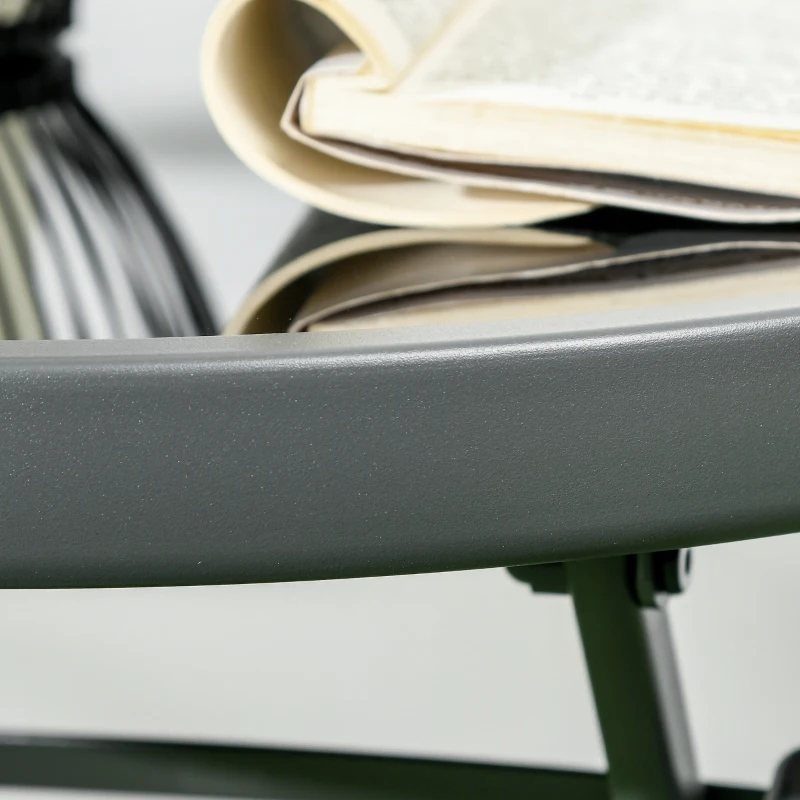 Outsunny 3 Pieces Bistro Set, Foldable Patio Furniture Set with Mesh Chairs, Glass Table for Garden, Balcony, Charcoal Grey