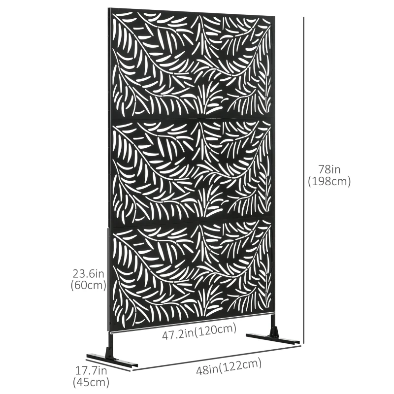 Outsunny Metal Outdoor Privacy Screen, Decorative Outdoor Divider with Stand and Expansion Screws, Freestanding Privacy Panel for Garden Deck Pool Hot Tub, Willow Branch Style