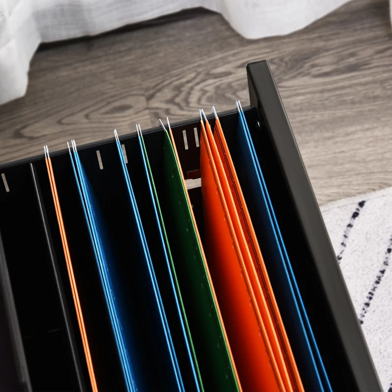 Vinsetto Lockable File Cabinet, Steel Filing Cabinet on Wheels for Legal, A4, Letter Size, Home Office