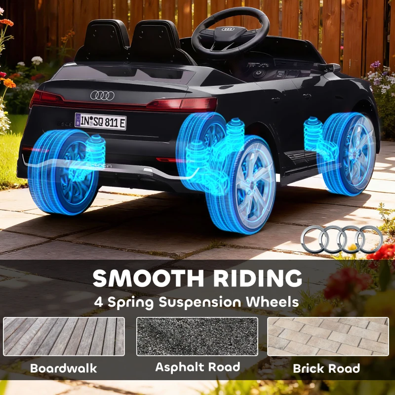 Qaba 12V Battery Powered Kids Electric Car, Audi Q8 etron Sportback Licensed Ride on Car w/ Remote Control, Black