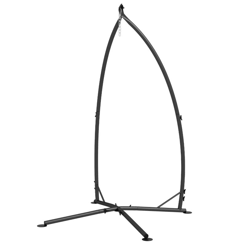 Outsunny Hammock Chair Stand, Hanging Heavy Duty Steel Frame Hammock Stand Only with Chain for Indoor & Outdoor Use, Black