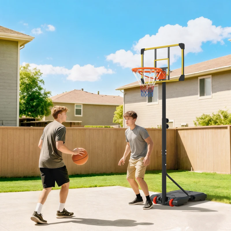 Soozier Portable Basketball Hoop, 7ft-8ft Height Adjustable Basketball System with Wheels & 28" Backboard for Youth Junior