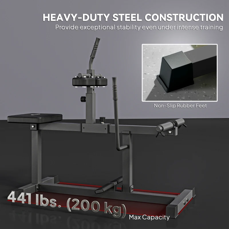 Soozier Adjustable Seated Calf Raise Machine, Steel Leg Press Machine, Strength Training Gym Equipment for Legs, Waist And Arms, Black