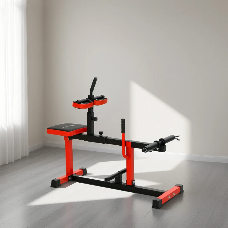 Soozier Adjustable Steel Seated Calf Raise Exercise Strength Training Gym Equipment, Red