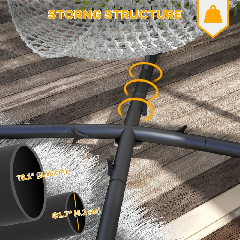 Outsunny Hammock Chair Stand, Hanging Heavy Duty Steel Frame Hammock Stand Only with Chain for Indoor & Outdoor Use, Black
