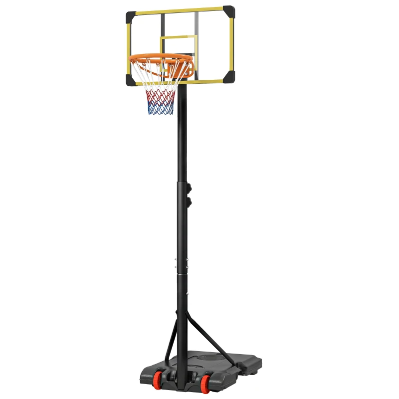 Soozier Portable Basketball Hoop, 7ft-8ft Height Adjustable Basketball System with Wheels & 28" Backboard for Youth Junior