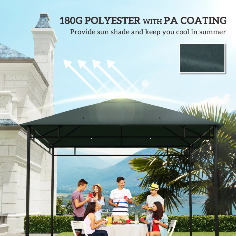 Outsunny 10' x 10' Square Gazebo Canopy Replacement UV Protected Top Cover Sun Shade Grey