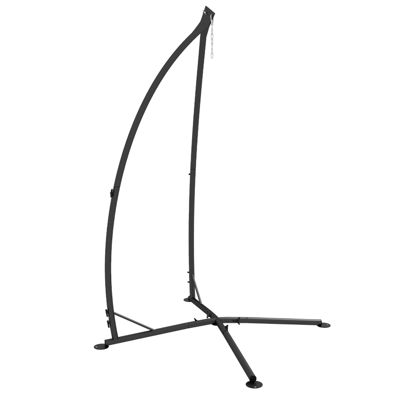 Outsunny Hammock Chair Stand, Hanging Heavy Duty Steel Frame Hammock Stand Only with Chain for Indoor & Outdoor Use, Black