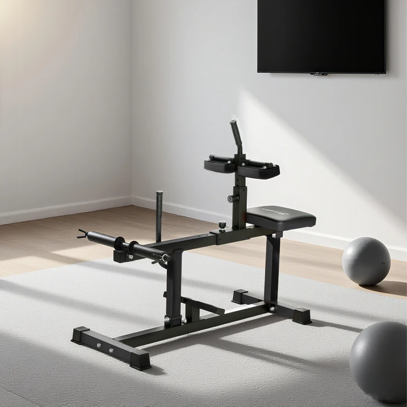 Soozier Adjustable Seated Calf Raise Machine, Steel Leg Press Machine, Strength Training Gym Equipment for Legs, Waist And Arms, Black