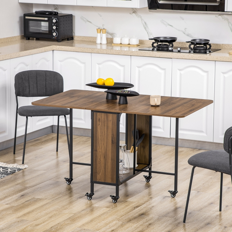 HOMCOM Mobile Folding Table Kitchen Table Extendable Dining Table