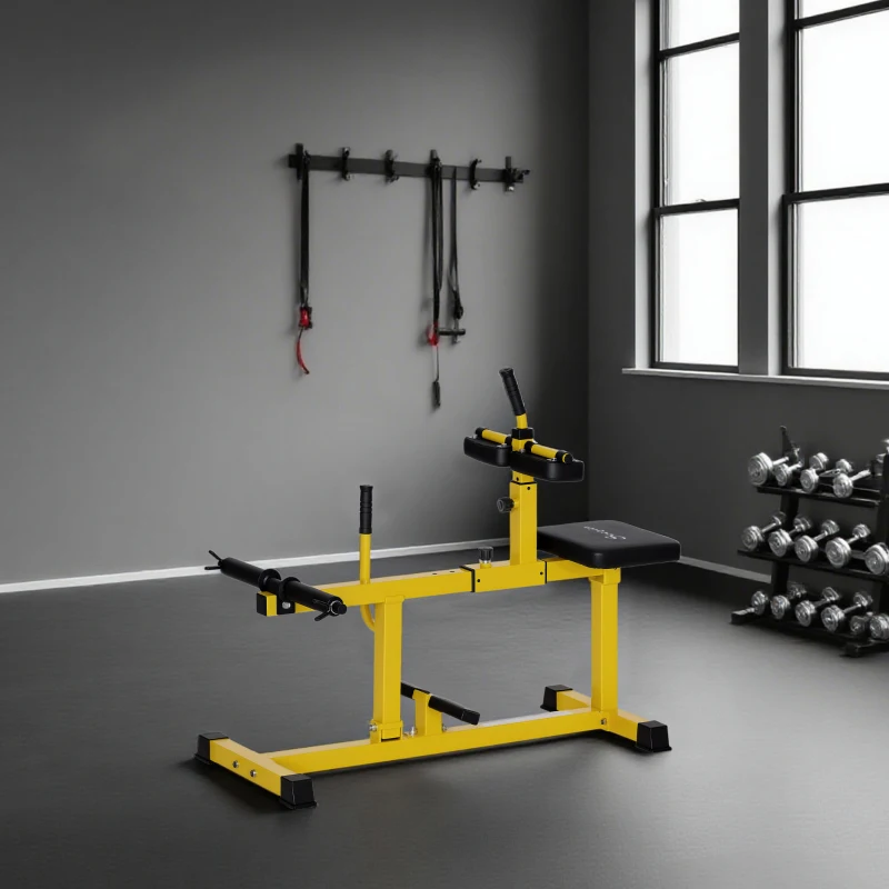 Soozier Adjustable Steel Seated Calf Raise Exercise Strength Training Gym Equipment, Yellow