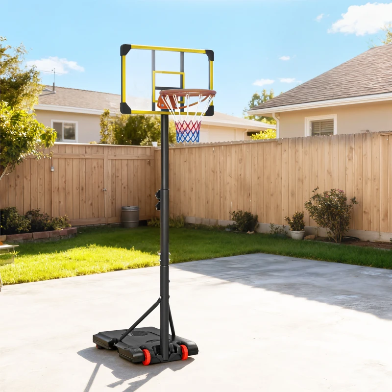 Soozier Portable Basketball Hoop, 7ft-8ft Height Adjustable Basketball System with Wheels & 28" Backboard for Youth Junior