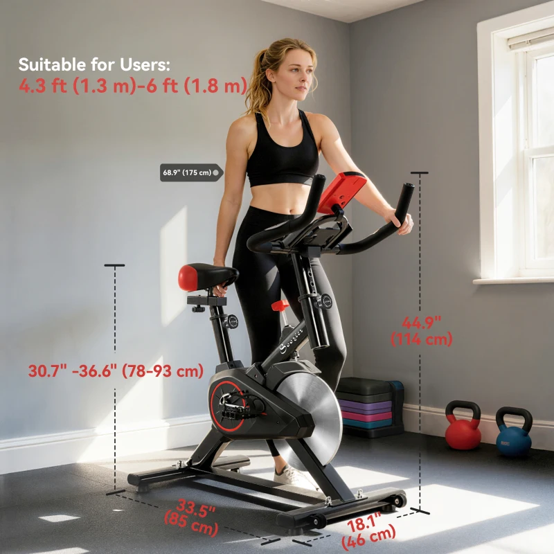 Soozier Upright Exercise Bike, Magnetic Resistance Stationary Bike with LCD Display, Indoor Cycling Bike for Home w/ Adjustable Resistance, Comfortable Seat Cushion