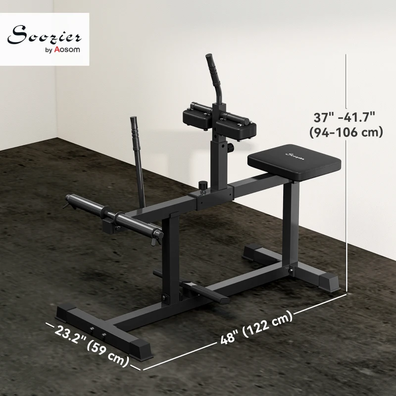 Soozier Adjustable Seated Calf Raise Machine, Steel Leg Press Machine, Strength Training Gym Equipment for Legs, Waist And Arms, Black