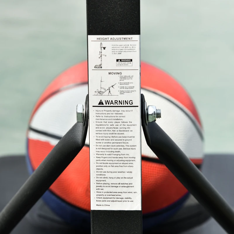 Soozier Portable Basketball Hoop System Stand Goal Pool Side with Height Adjustable 3FT-4FT, 32'' Backboard