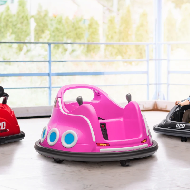 Qaba Angry Bird Licensed Electric Ride on Car, 12V Bumper Car for Kids w/ Dual Joysticks, 360 Degree Spin, Pink