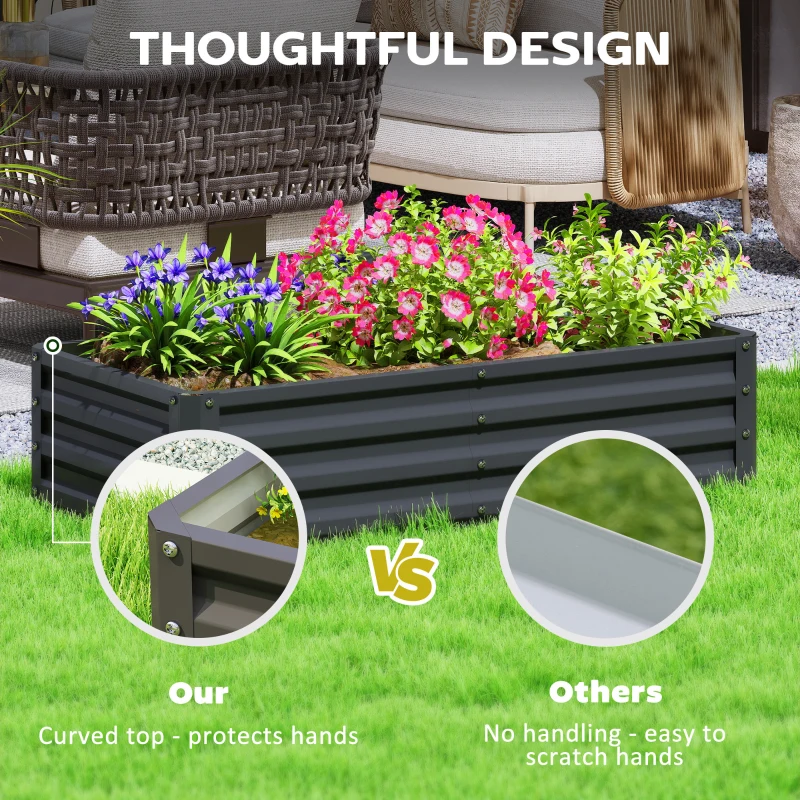 Outsunny Galvanized Raised Garden Bed, Outdoor Planter Box for Vegetables, Flowers, Herbs, 4' x 2' x 1', Black