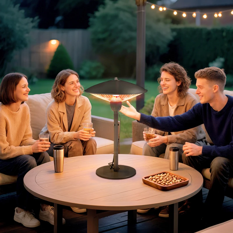 Outsunny 1500 W Electric Patio Heater with Tip-Over Protection, Outdoor Heater with Pull Switch, Black