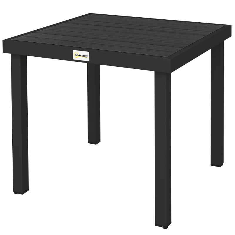 Outsunny Patio Dining Table for 4, Square Aluminum Outdoor Table for Garden Lawn Backyard, Black