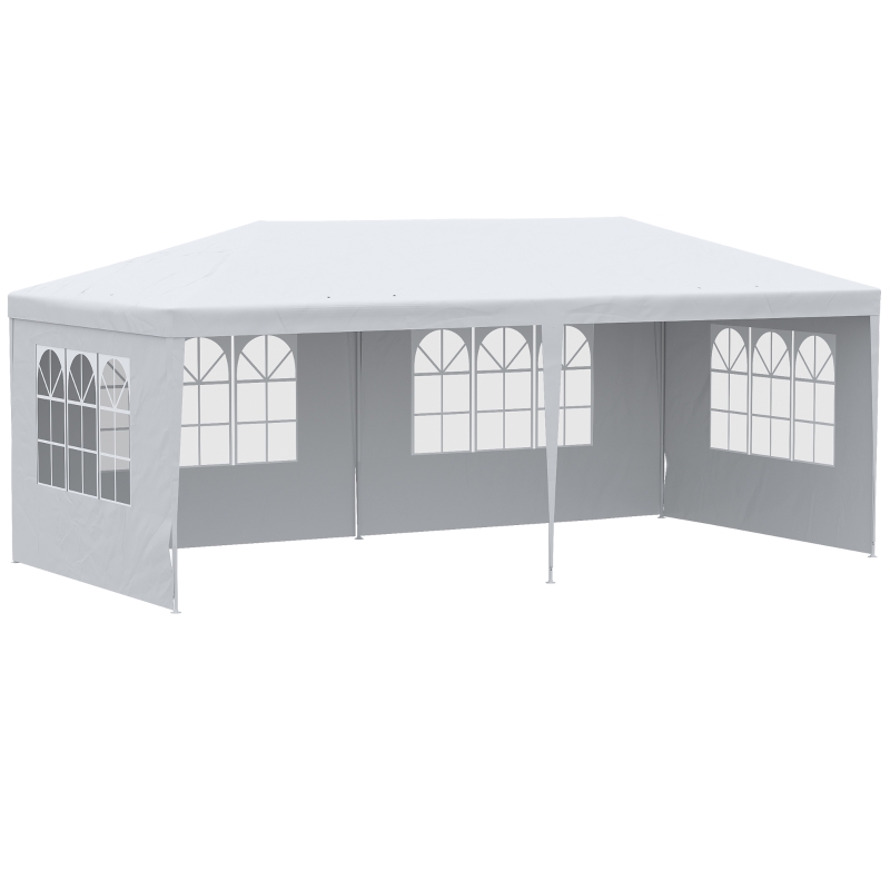 Outsunny Large 20' x 10' Gazebo Canopy Party Tent with 4 Removable Window Side Walls, Outdoor Events - White
