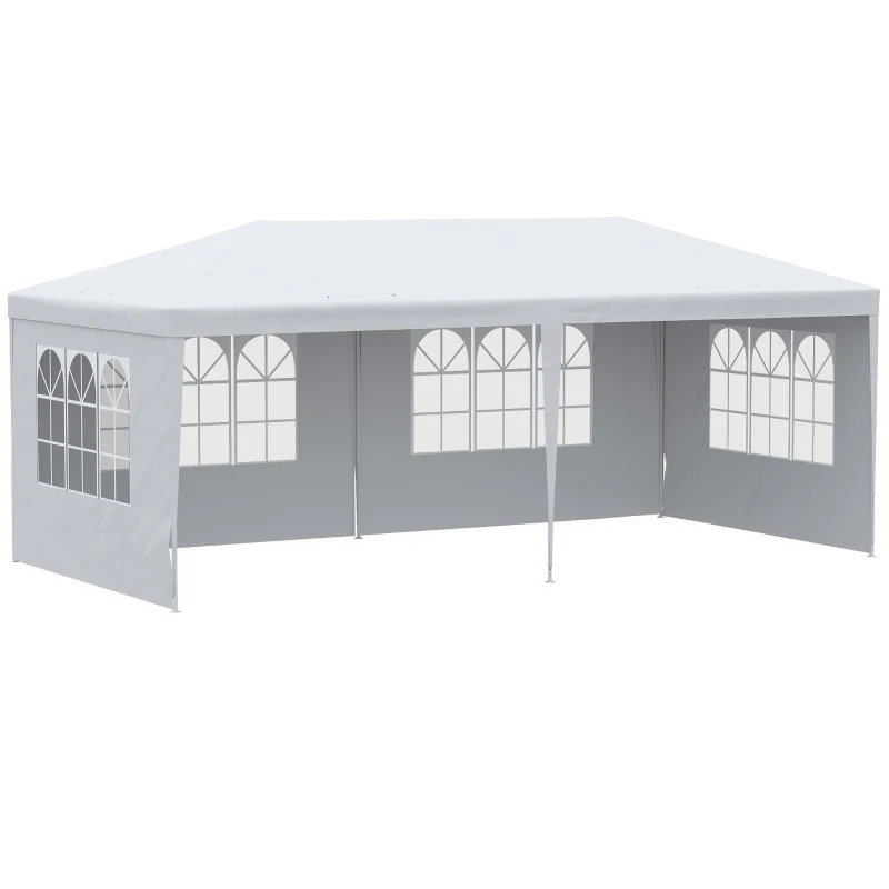 Outsunny Large 20' x 10' Gazebo Canopy Party Tent with 4 Removable Window Side Walls, Outdoor Events - White