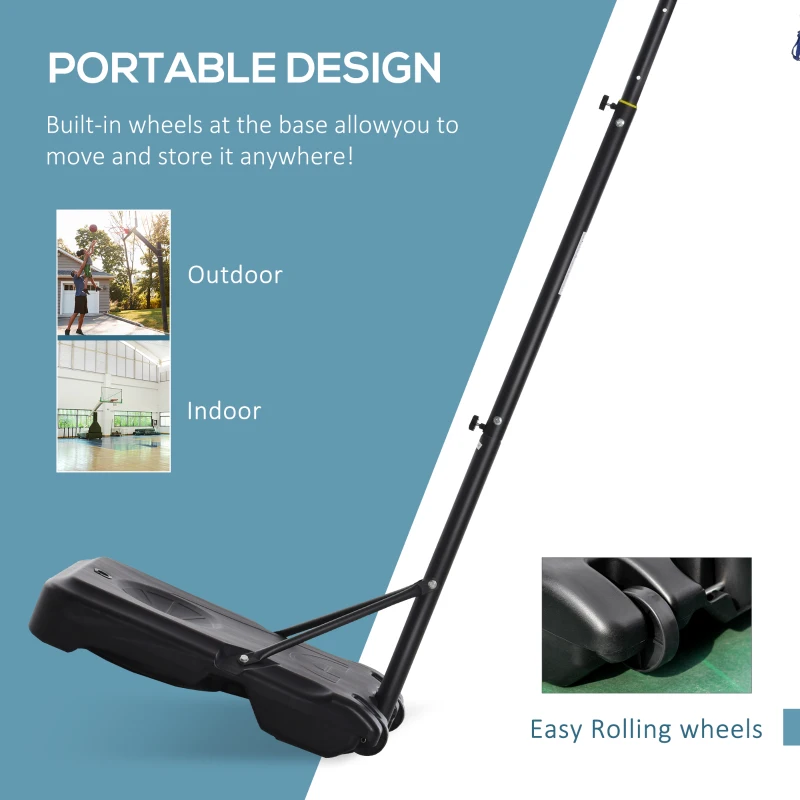 Soozier 5-7FT Basketball Hoop and Stand Backboard, Height Adjustable with Wheels for Youth Outdoor