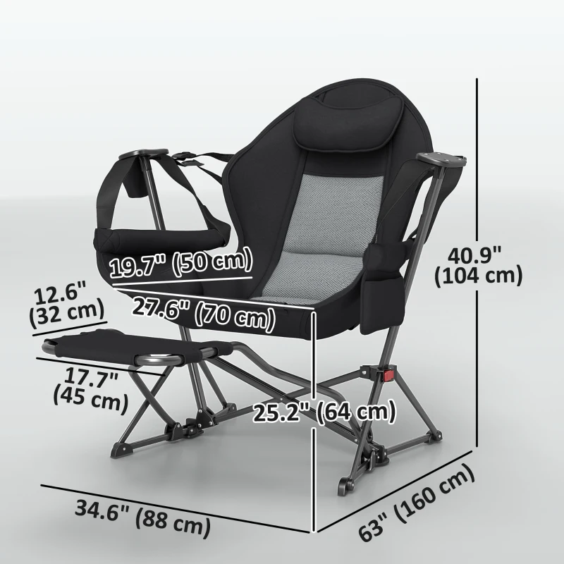 Outsunny Hammock Camping Chair Set of 2, Adjustable Back Folding Swinging Hammock Chair with Cup Holder and Padded Seat