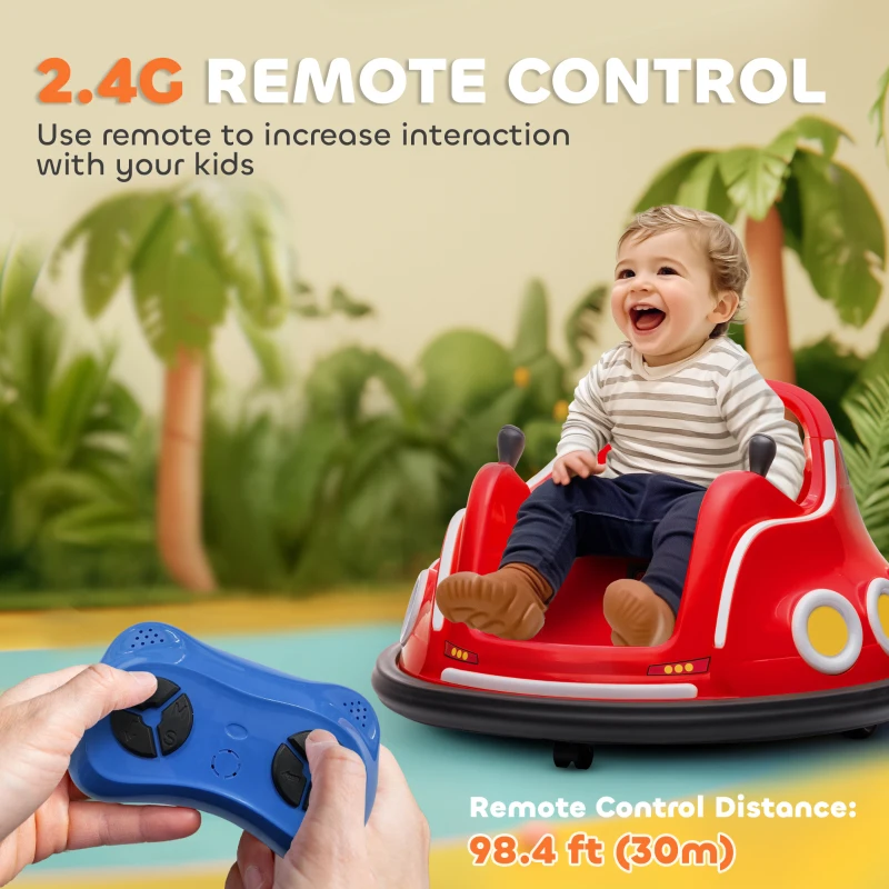 Qaba Angry Bird Licensed Electric Ride on Car, 12V Bumper Car for Kids w/ Dual Joysticks, 360 Degree Spin, Red