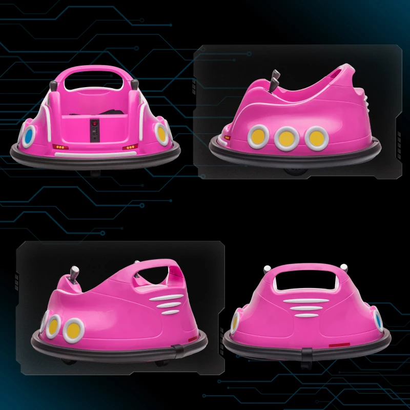 Qaba Angry Bird Licensed Electric Ride on Car, 12V Bumper Car for Kids w/ Dual Joysticks, 360 Degree Spin, Pink