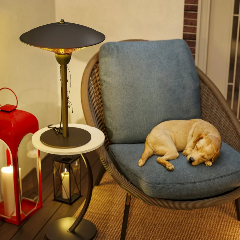 Outsunny 1500 W Electric Patio Heater with Tip-Over Protection, Outdoor Heater with Pull Switch, Black