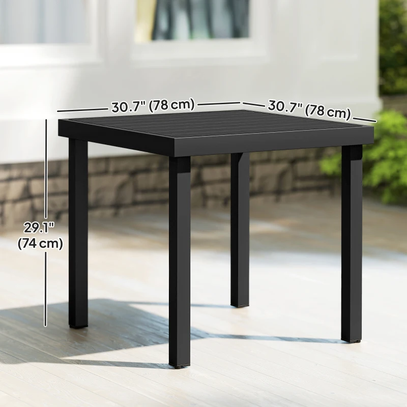 Outsunny Patio Dining Table for 4, Square Aluminum Outdoor Table for Garden Lawn Backyard, Black