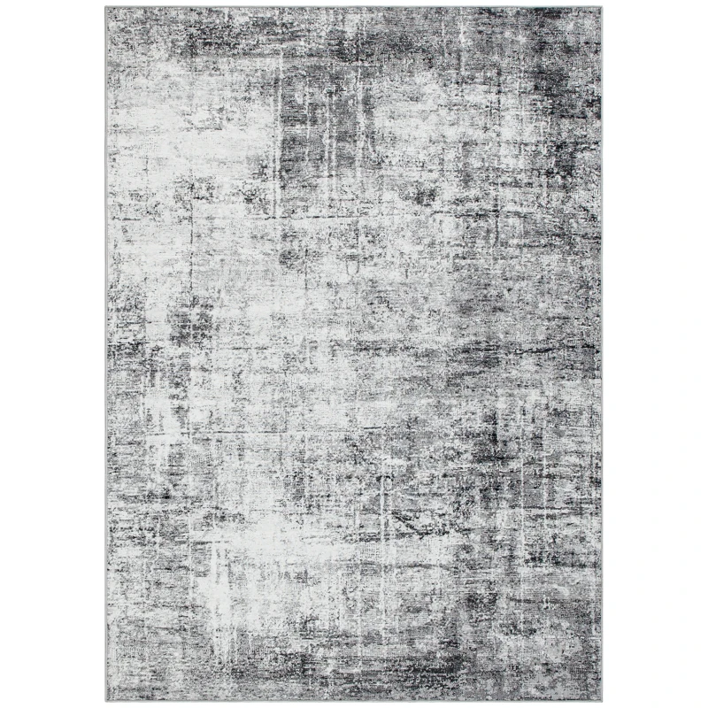 HOMCOM Area Rug for Living Room 9x12, Modern Abstract Machine Washable Rug, Non-Slip Carpet for Bedroom, Dining Room, Grey