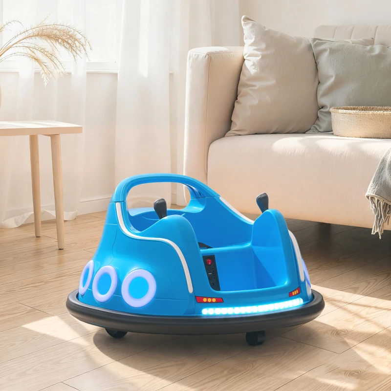 Qaba Angry Bird Licensed Electric Ride on Car, 12V Bumper Car for Kids w/ Dual Joysticks, 360 Degree Spin, Blue