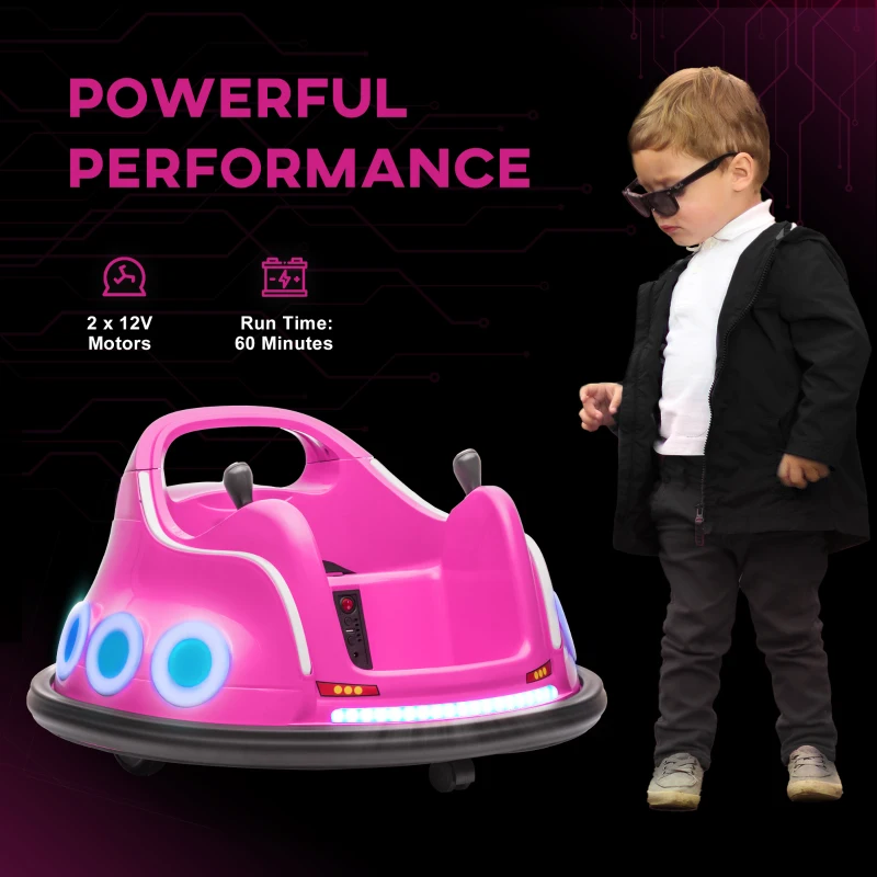 Qaba Angry Bird Licensed Electric Ride on Car, 12V Bumper Car for Kids w/ Dual Joysticks, 360 Degree Spin, Pink