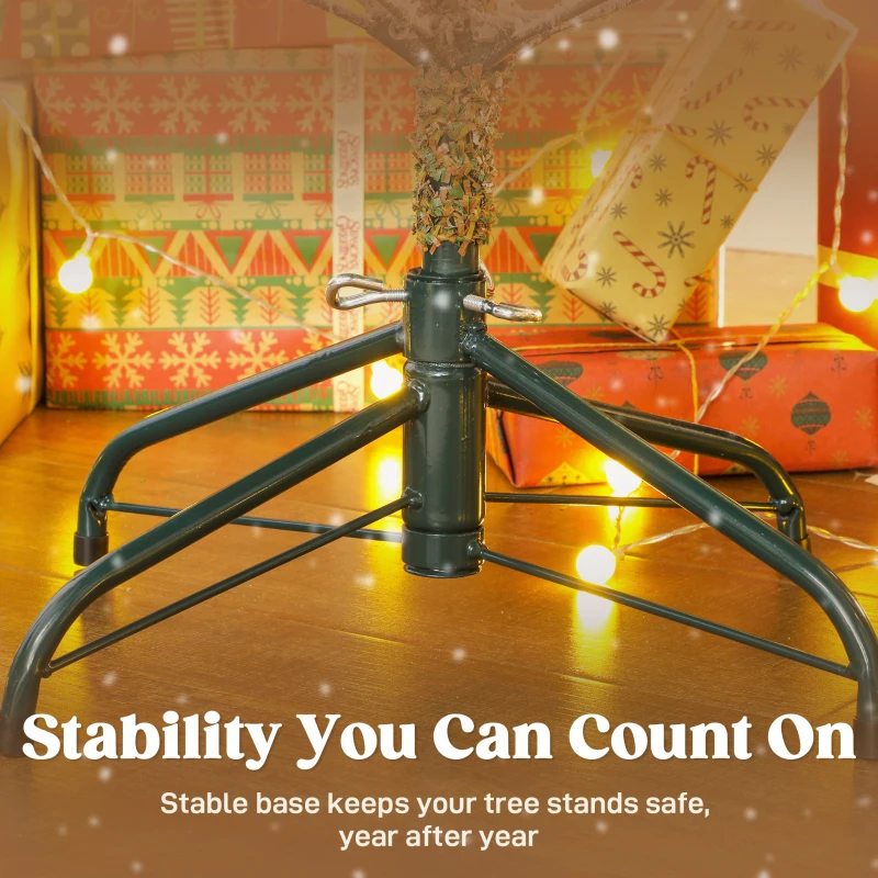 HOMCOM 6 ft Artificial Frosted Christmas Tree with Realistic Branches, Wide Full Spruce, Hinged Xmas Tree, Easy Assembly