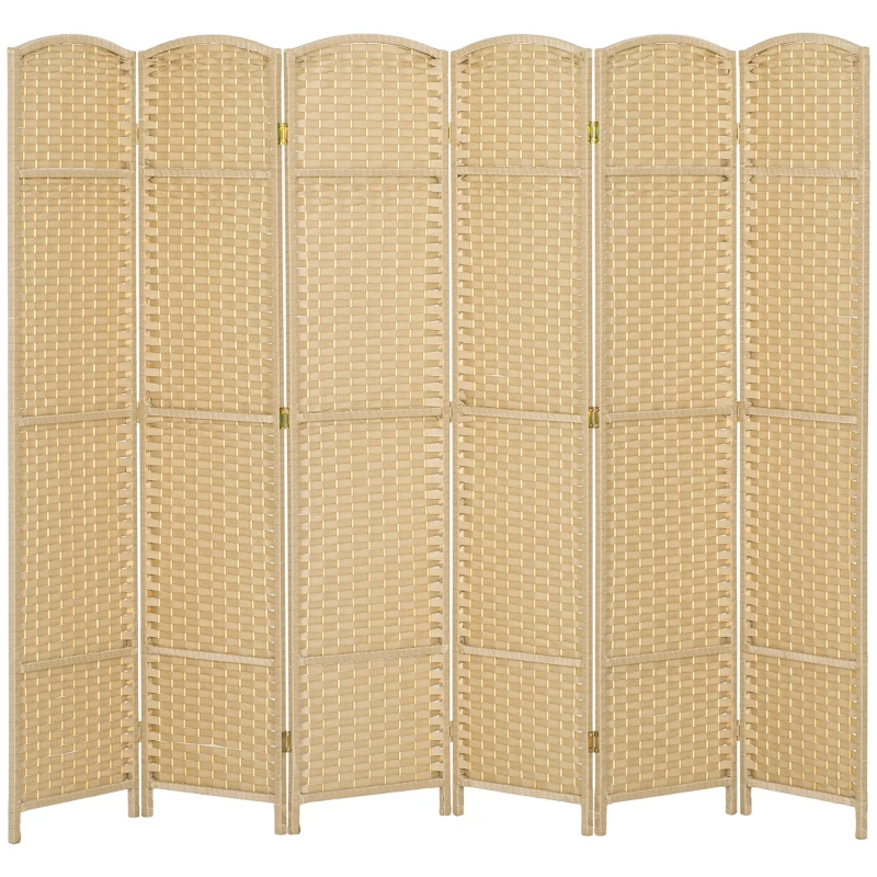 HOMCOM Folding Room Divider Screen 6 Panel 5.6' Tall Privacy Screen Freestanding Room Partition for Home Office, Beige