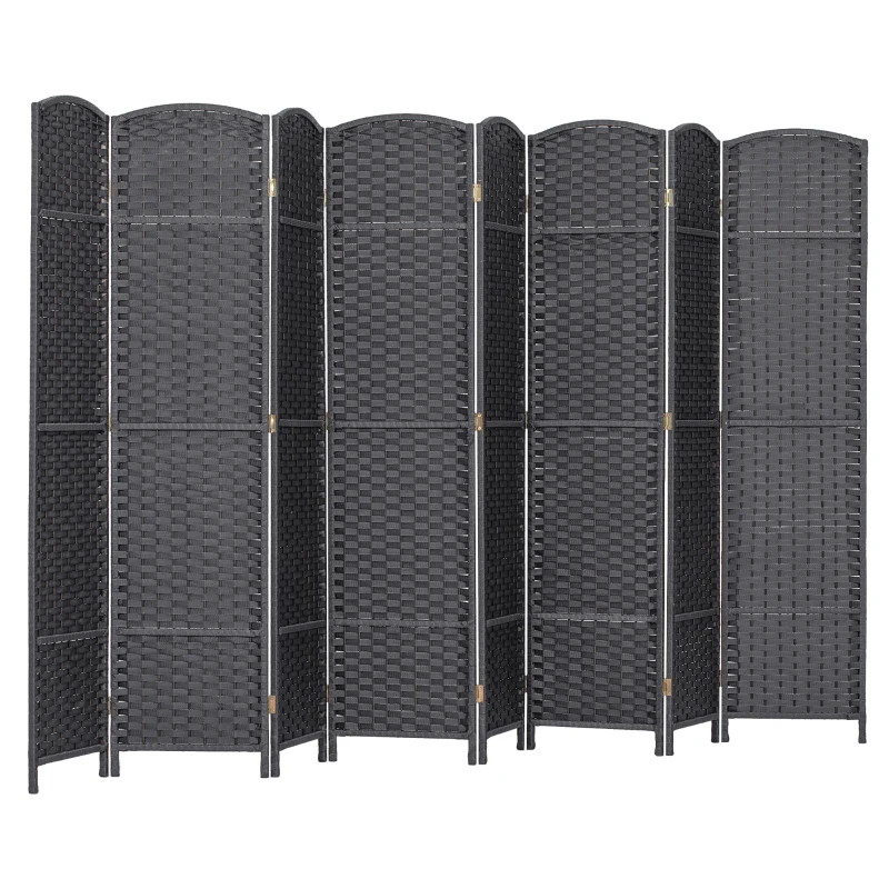 HOMCOM Folding Room Divider Screen 8 Panel 5.6' Tall Privacy Screen Freestanding Room Partition for Home Office, Charcoal Gray
