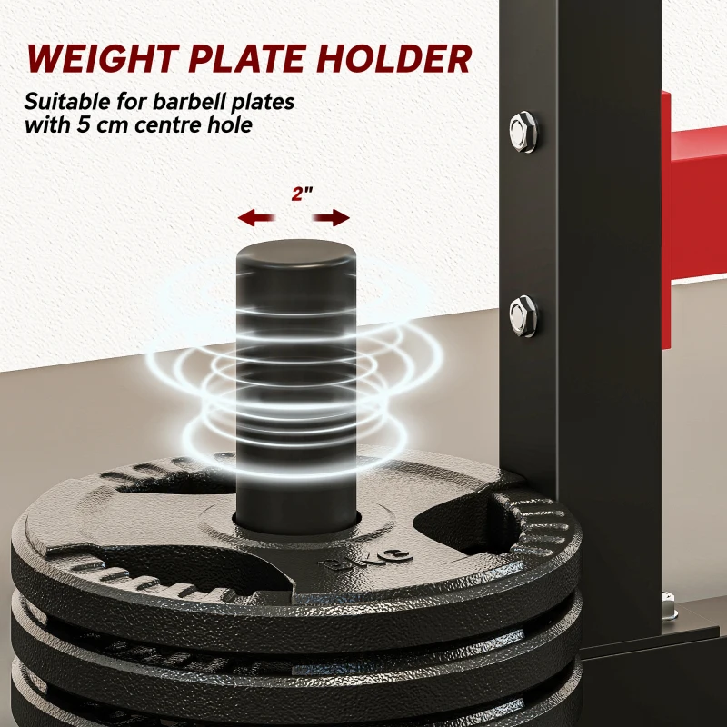 Soozier Adjustable Squat Rack, 660lbs Multi-Functional Bench Press Rack for Weight Lifting Home Gym Strength Training, Red