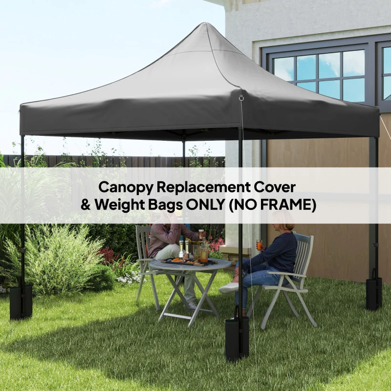 Outsunny 10' x 10' Replacement Canopy Top for Pop Up Canopy Tent with 4 Sand Bags, UPF50+ Protection, Dark Gray