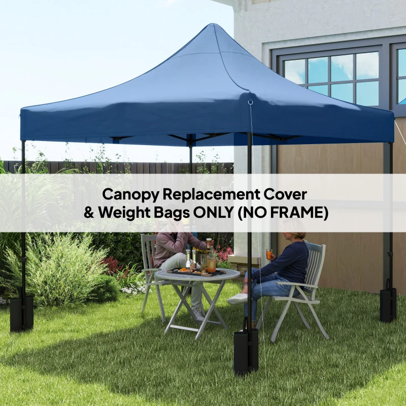 Outsunny 10' x 10' Replacement Canopy Top for Pop Up Canopy Tent with 4 Sand Bags, UPF50+ Protection, Navy Blue