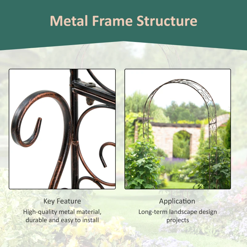 Outsunny 7.5ft Garden Metal Arch Outdoor Walkway Arbor for Decorative Climbing Vine Plants Party Wedding Ceremony Decoration Accessories Black