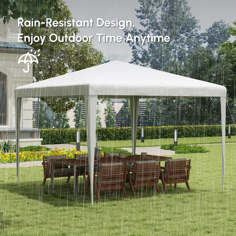 Outsunny 10x10ft Party Tent Portable Gazebo, Folding Garden Canopy Event Shelter Outdoor Sunshade White