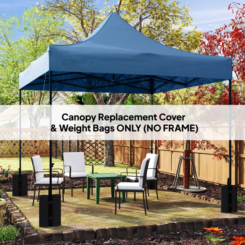 Outsunny 10' x 10' Replacement Canopy Top for Pop Up Canopy Tent with 4 Sand Bags, UPF50+ Protection, Navy Blue